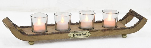 T-Light With Wooden Tray