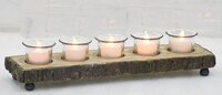 T-light With Wooden Tray With Bark - Color: Different Colors Available