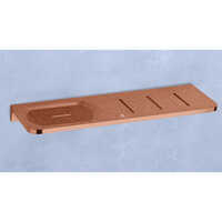 Sl-1827 Soap Dish - Brass, Rectangular Design | Elegant Rose Gold Color, Glossy Finish, Functional Shelf For Toiletries