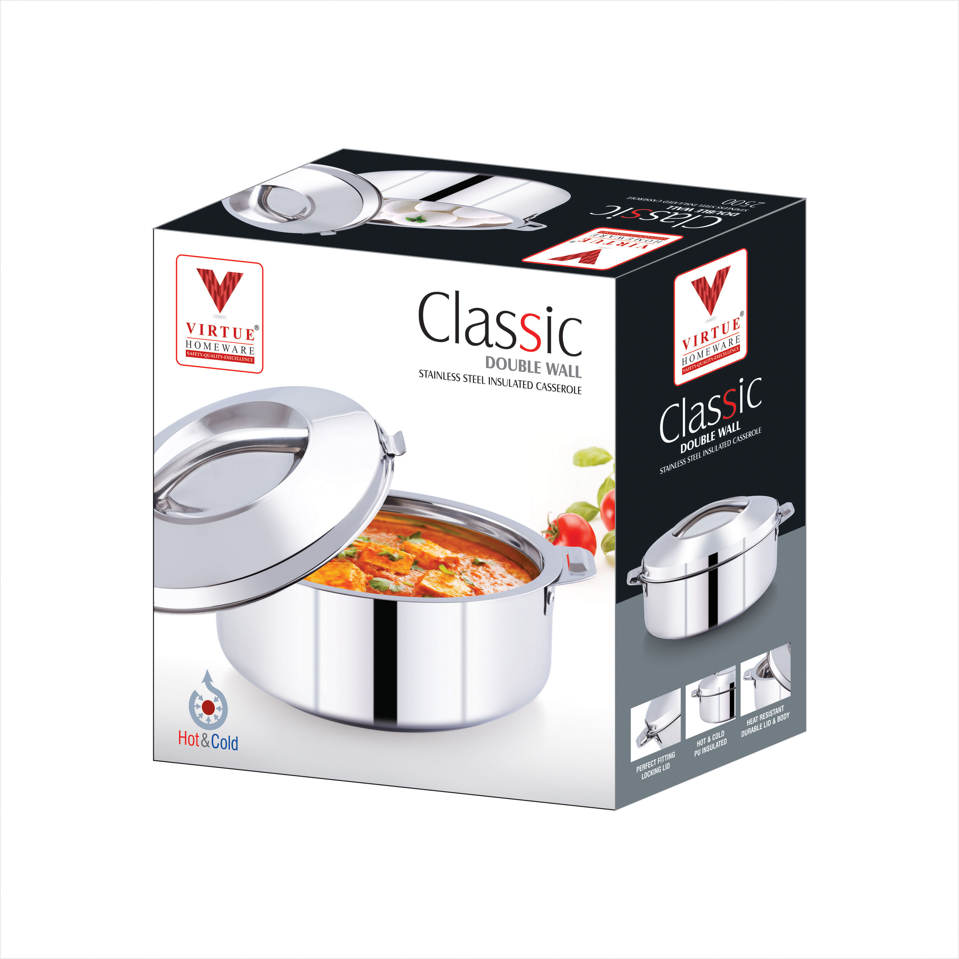 CLASSIC VIRTUE HOMEWARE ST. STEEL INSULATED CASSEROLE