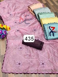 MUSLIN SILK SAREE - 6.30 Meter Length, Full Fancy Unstitched Blouse Piece | Light in Weight, Quick Dry, Washable, Embroidered Net Design