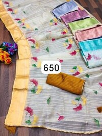 Pochampally Silk Saree - 6 Color Set, Full Fancy Regular And Occasion Wear With Unstitched Blouse Piece | Printed Texture, Washable, Quick Dry, Light In Weight