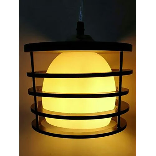 8inch Wooden Hanging Light - Metal, 8inch Round Shape, Multicolor Finish | Industrial Style Lighting for Kitchen, Dining, or Workspace