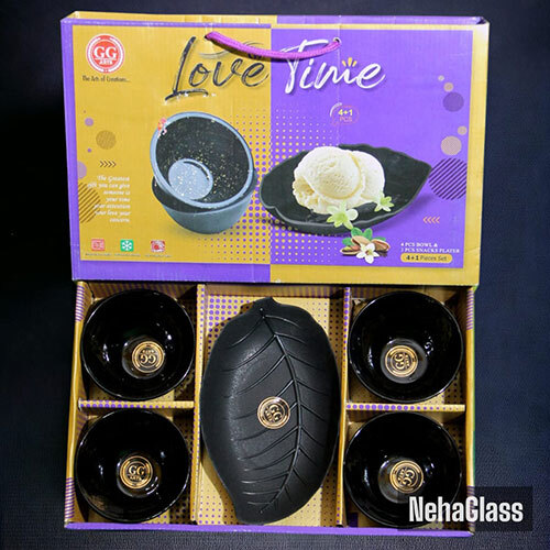 Glass Bowl Set 5 Pcs - Color: Black