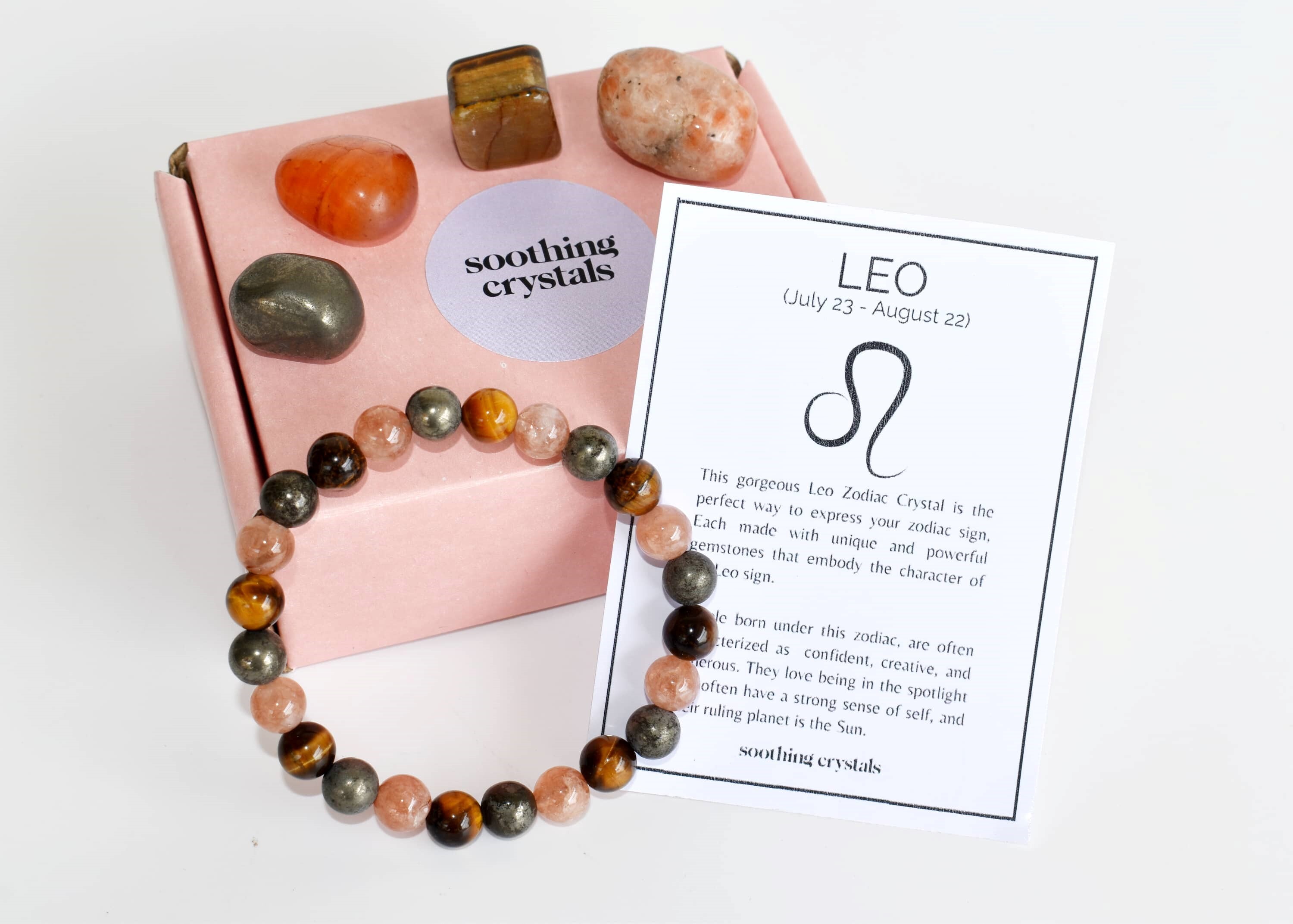 Leo Zodiac Crystal Kit, Gemstone Zodiac Gift Set