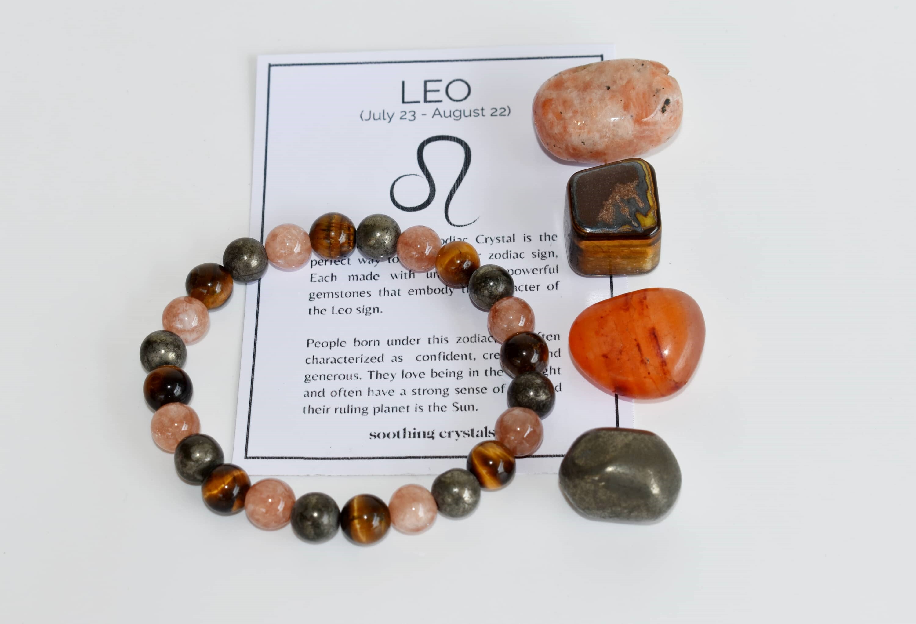 Leo Zodiac Crystal Kit, Gemstone Zodiac Gift Set