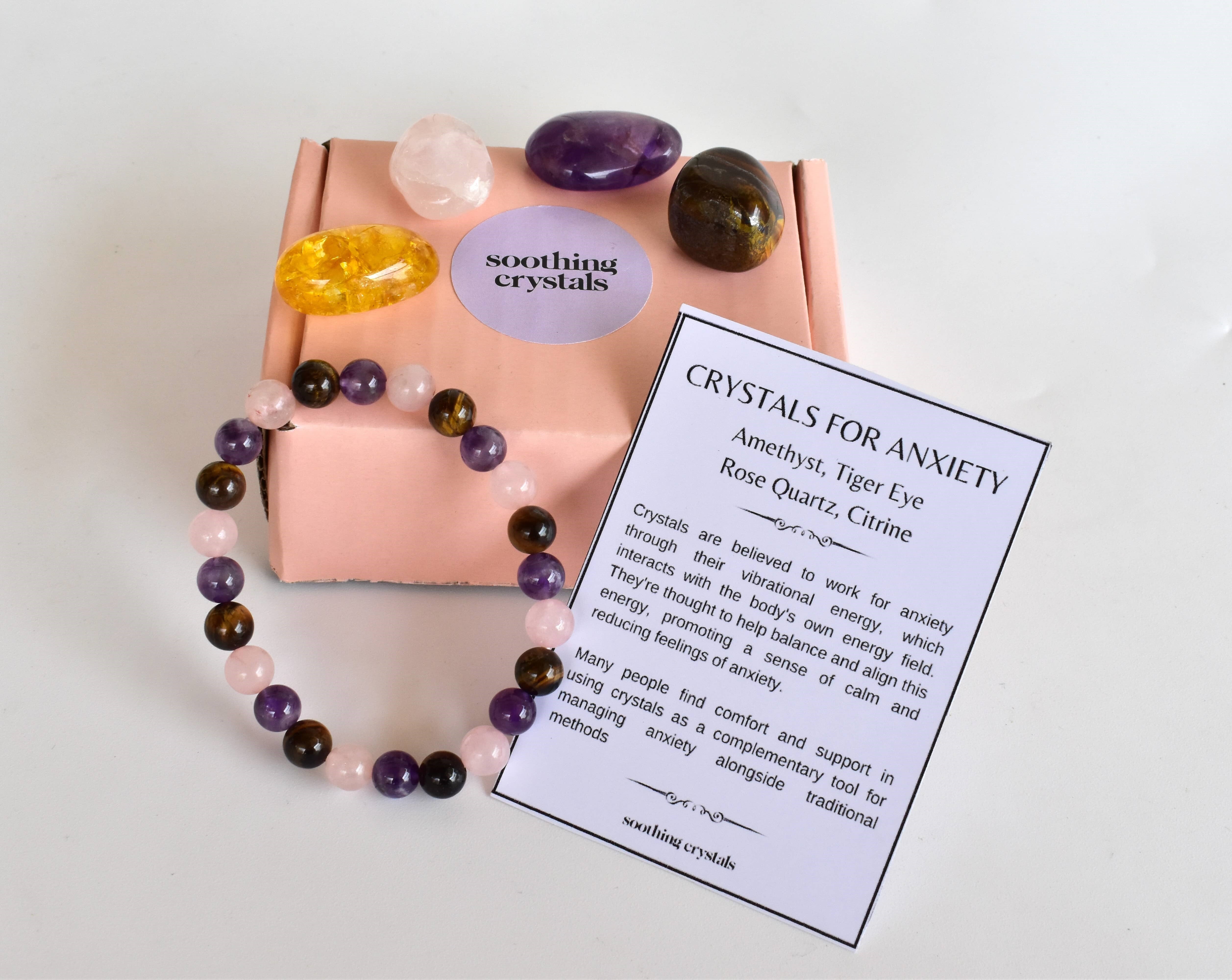 Calming Anxiety Crystal Kit, Healing Gemstones, Meditation Gift Stones