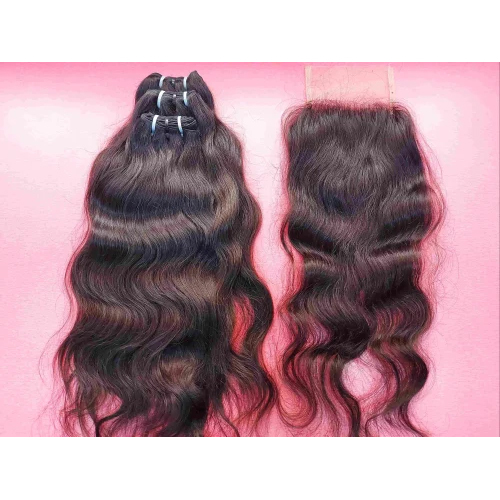 Wavy Human Hair Extension With Closure