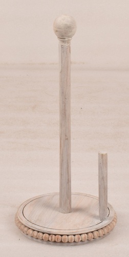 Wooden White Wash Toilet Roll Holder With Beads Beads Pedestal