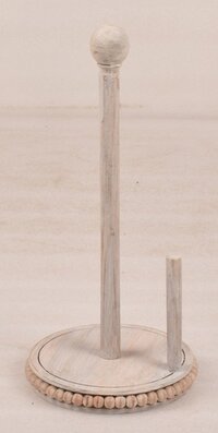 Wooden White Wash Toilet Roll Holder With Beads Beads Pedestal