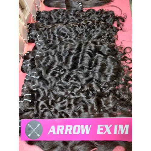 Indian Natural Virgin Curly Machine Weft Human Hair Extensions