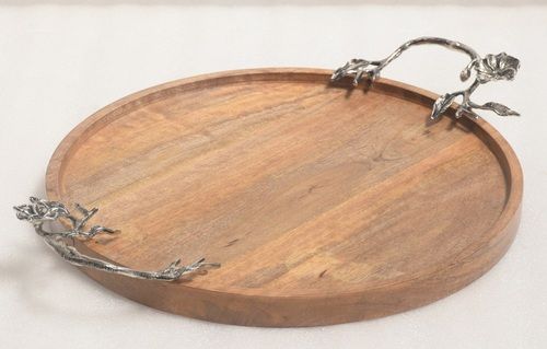 18 Inch Wooden Round Tray - Size: Standard