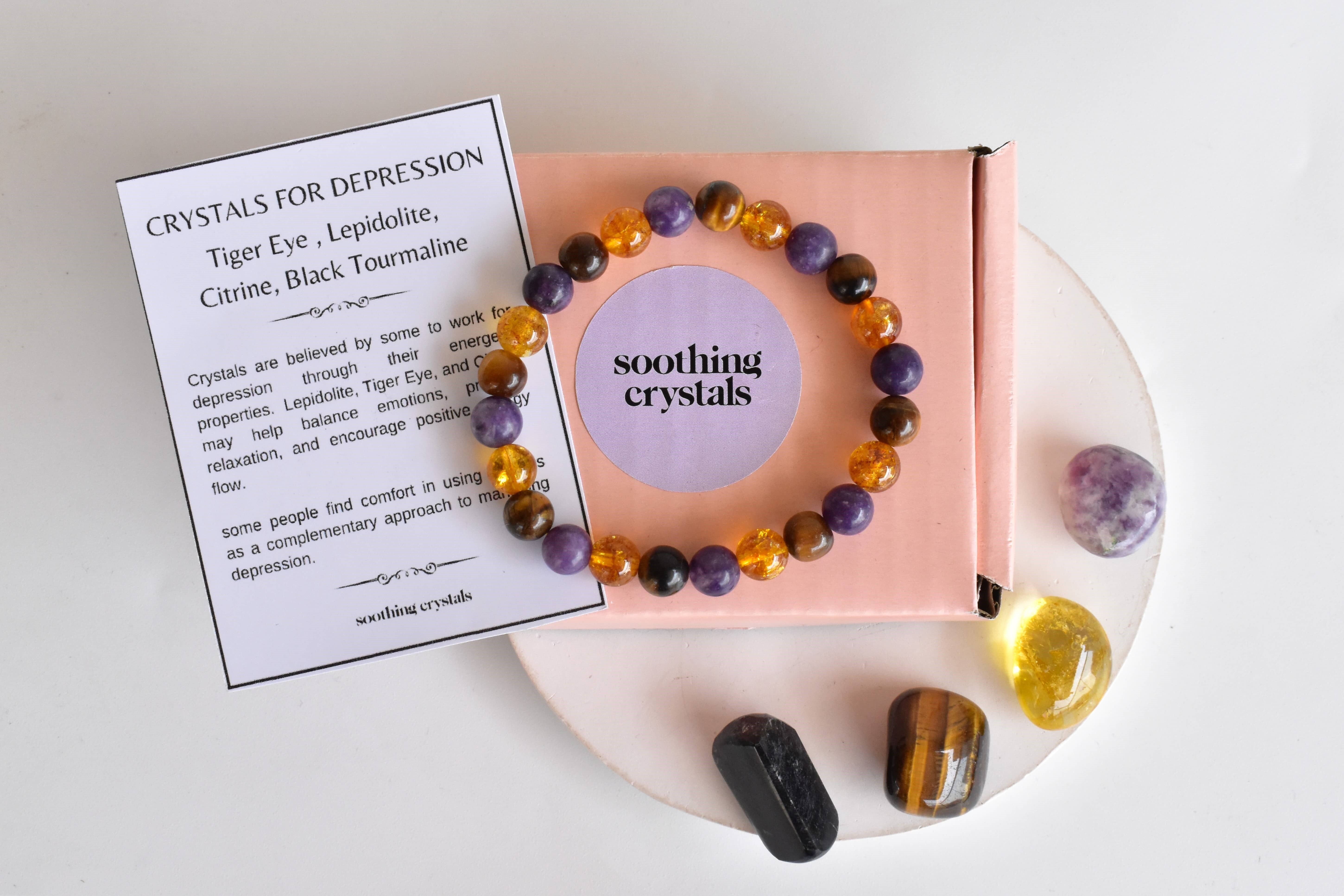 Reducing Depression Crystal Kit, Healing Gemstones, Meditation Gift Stones