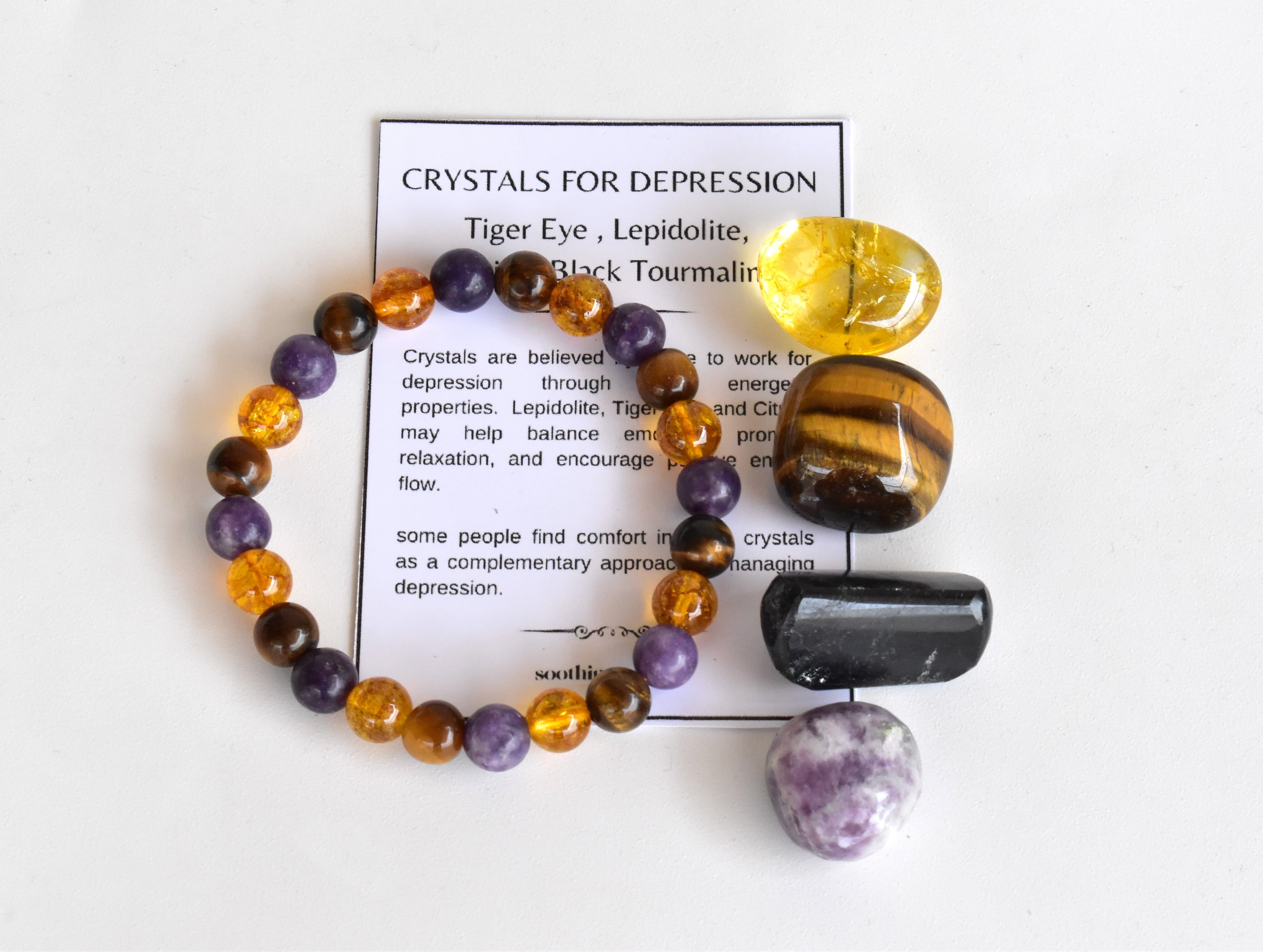 Reducing Depression Crystal Kit, Healing Gemstones, Meditation Gift Stones