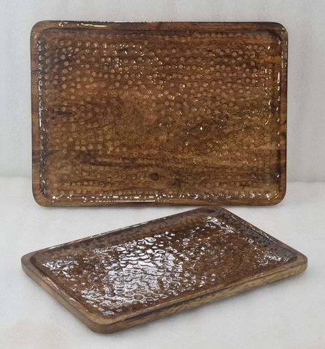 Wooden Tray With Clear Enamel - Size: Standard