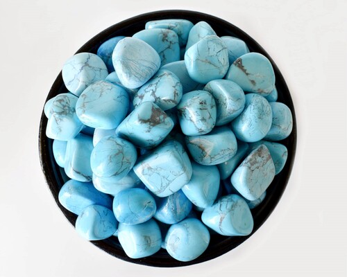 Turquoise Howlite  Tumbled, Healing Crystal Tumbled Stones