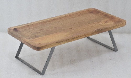 14 Inch Wooden Tray With Metal Legs