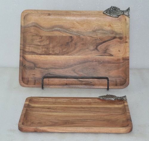 Wooden Decorative Tray With Fish Sticker