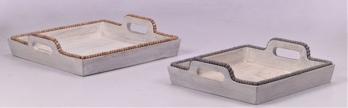 Wooden Decorative Tray Set With Beads