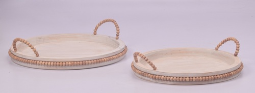 Wooden White Wash Tray Set