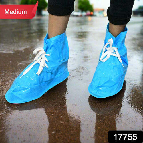 Plastic Shoes Cover Reusable Anti-slip Boots Zippered