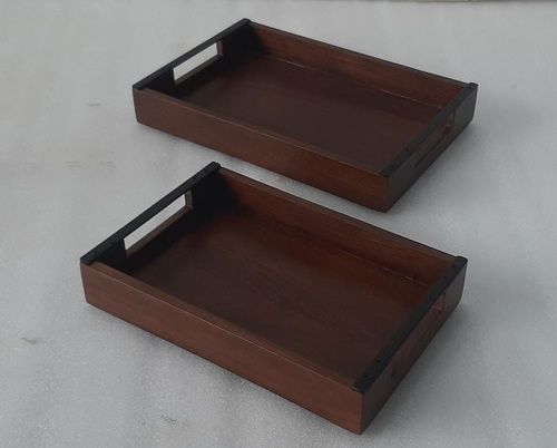 Wooden  Tray Set With Natural Finish