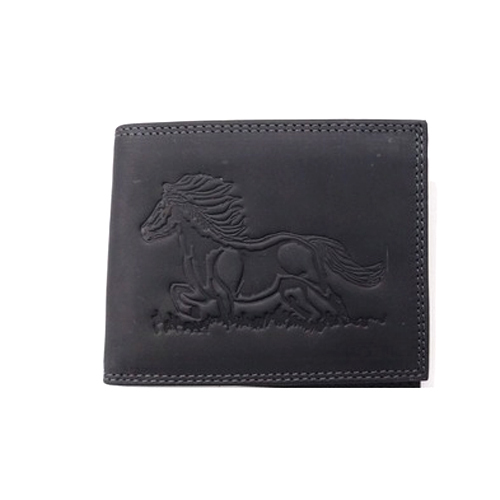 Different Available Leather Embossed Horse Black Wallets