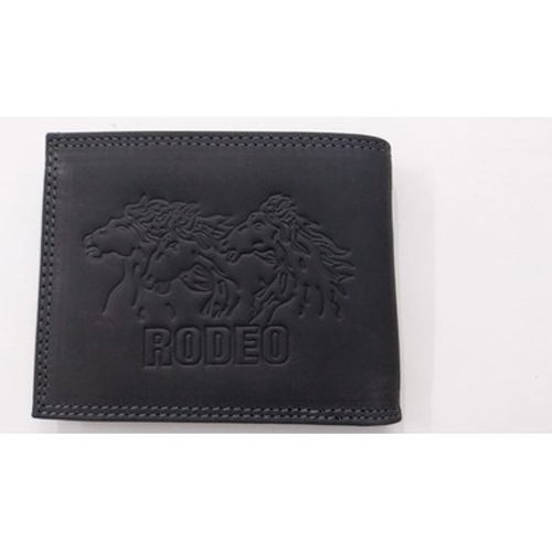 Different Available Leather Embossed Rodeo Horses Black Wallets