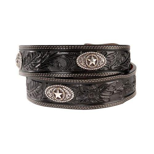 Justin Floral Western Leather Belt - Synthetic Leather, Size S-M-L-XL | Intricate Floral Design for Cowboy-Inspired Style