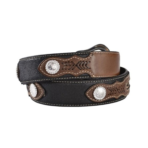 Western Boys Inset And Concho Adorned Leather Belt Gender: Men