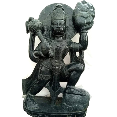 Polished Black Marble Hanuman Statue