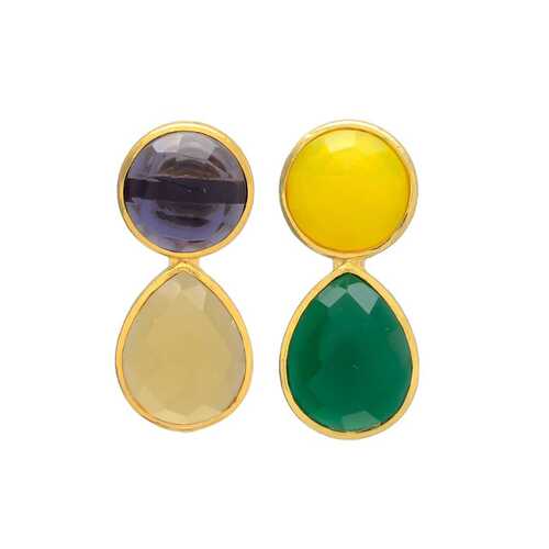 Gold plated Multi gemstone earrings