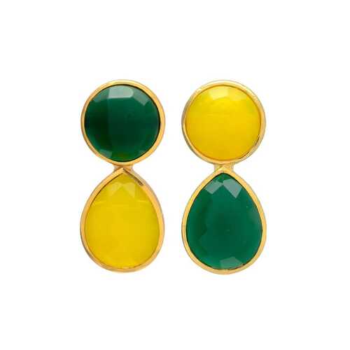 Green and yellow gemstone earrings