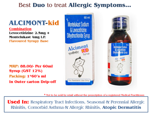 Levocetirizine 2.5mg + Montelukast 4mg I.P. Flavoured Syrupy Base
