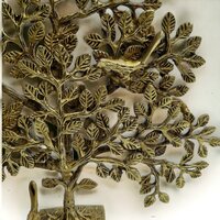 Brass Tree of life with roots and birds decorative item for your home and offices (Yellow, 11