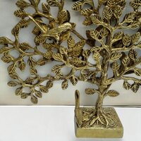 Brass Tree of life with roots and birds decorative item for your home and offices (Yellow, 11