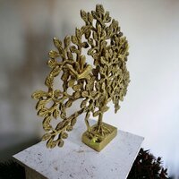 Brass Tree of life with roots and birds decorative item for your home and offices (Yellow, 11