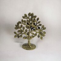 Brass Tree with Candle holder in yellow antique finish Gift item (Yellow, 6.7