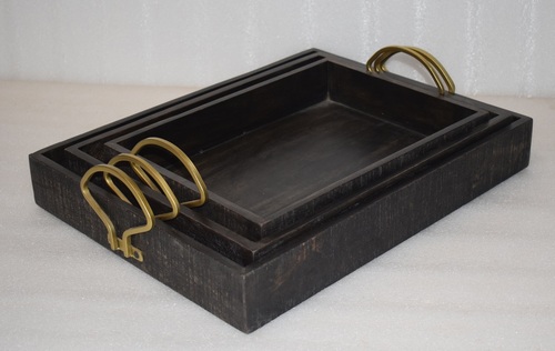 Wooden Black Colour Tray