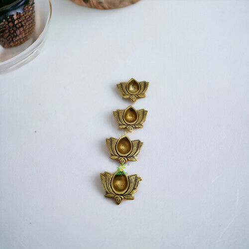 Lotus shaped Brass diya Set of 4| diya's Housewaming gift| Made By Aakrati (Set of 4 diya)