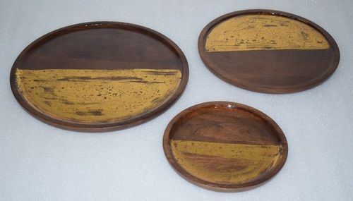 Wooden Painted Round Tray