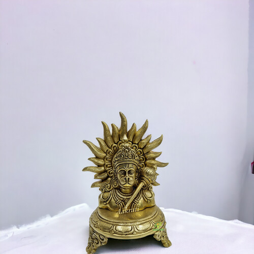 Brass Hanuman Bust Statue 13 Inches - Unique Religious Decor for Home Altar Temple - Unique Gift Figurine for Spiritual Home Dcor, Puja