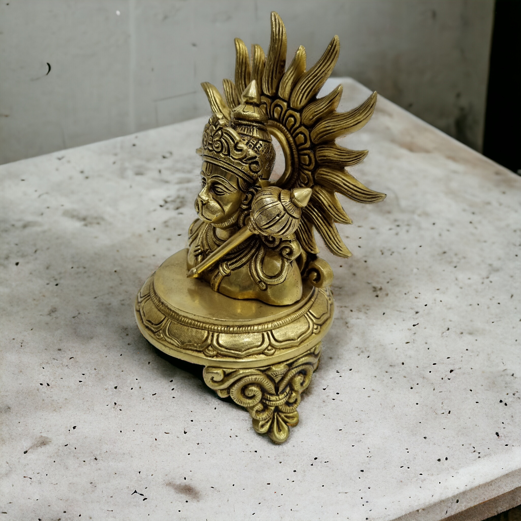 Brass Hanuman Bust Statue 13 Inches - Unique Religious Decor for Home Altar Temple - Unique Gift Figurine for Spiritual Home Dcor, Puja