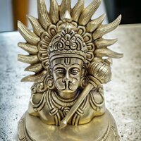 Brass Hanuman Bust Statue 13 Inches - Unique Religious Decor for Home Altar Temple - Unique Gift Figurine for Spiritual Home Dcor, Puja