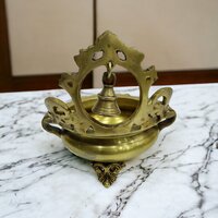 Brass Urli Bowl with bell Brass Urli Bowl for Home Decor, Brass Urli Pot