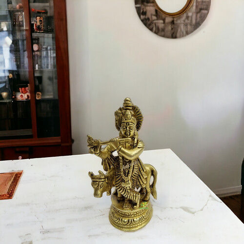 ord Krishna With Cow, Gopala Statue, Cow Krishna Indian God of Love,Hindu Deity, Lord Vishnu