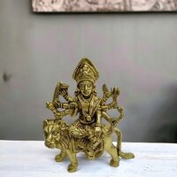 Brass Durga Ji Idol Shera Wali Maa Brass Idol, Ambe Brass Statue, - Color: Yellow