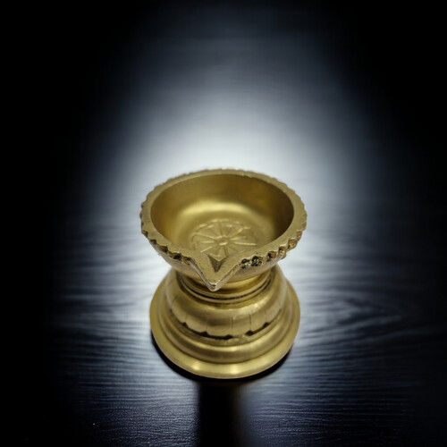 Brass Diya for Puja Temple Decoration,Lotus Shape Large Diya Stand Oil Lamp for Home, Mandir, Pooja