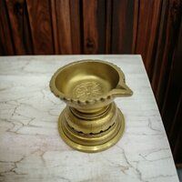 Brass Diya for Puja Temple Decoration,Lotus Shape Large Diya Stand Oil Lamp for Home, Mandir, Pooja