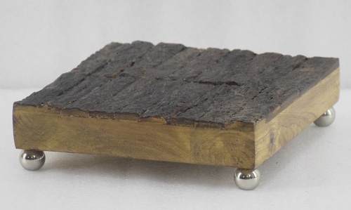 Wooden Trivet With Bark